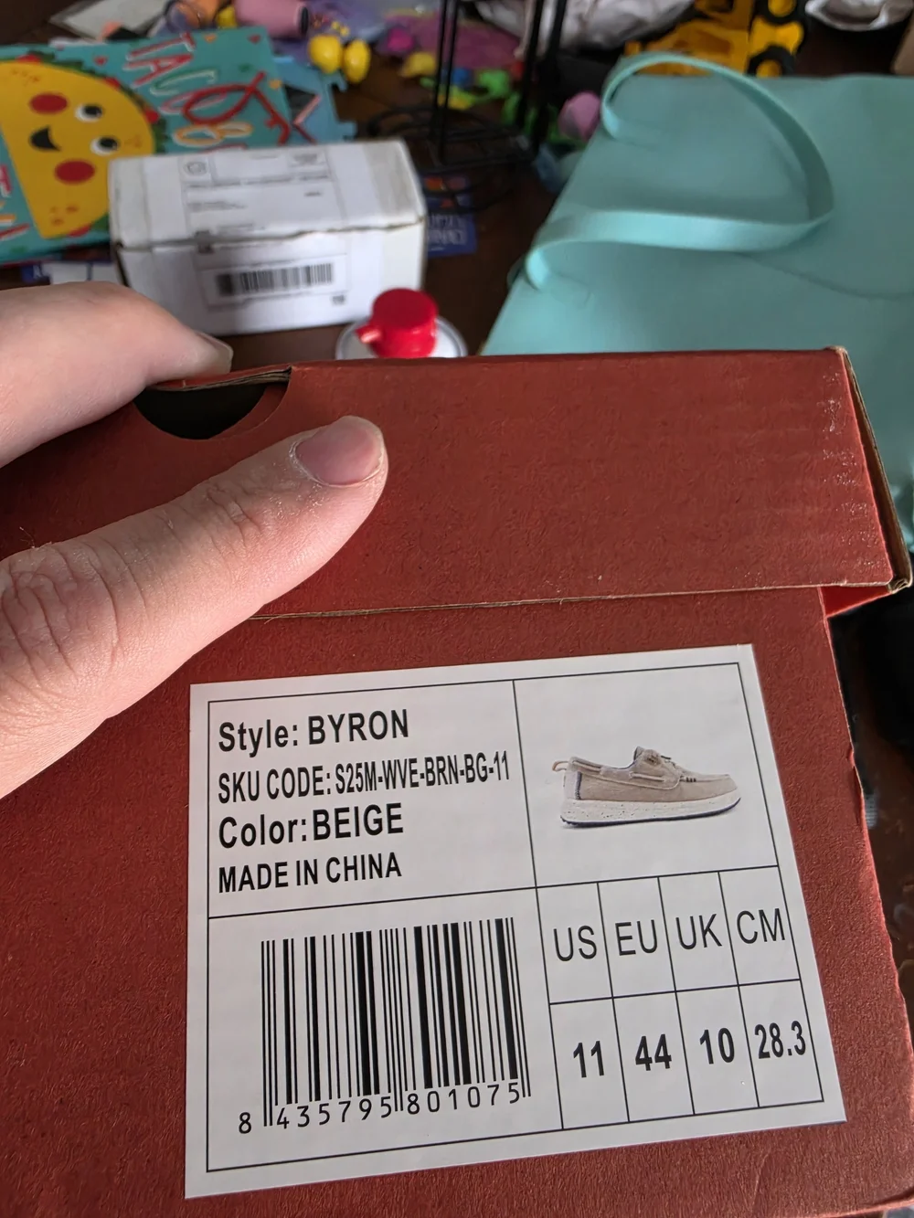 PITAS Byron Men's Boat Shoes Beige Canvas Lace Up Round Toe US 11 EU 44